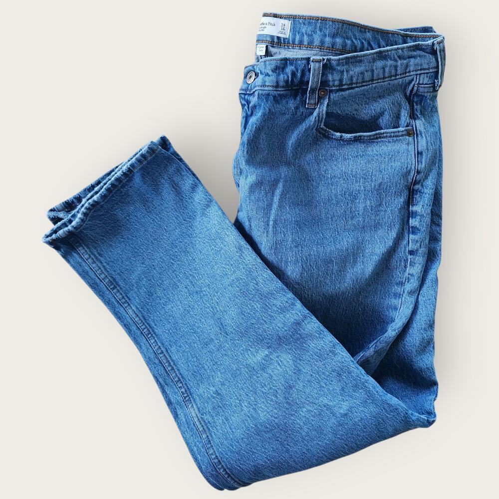 Abercrombie & Fitch Jeans Women's Sz 18R Blue The Straight Mid-Rise Curve Love - Picture 4 of 7